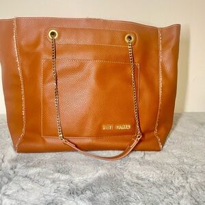 Steve Madden Brown Tote with Gold Accents